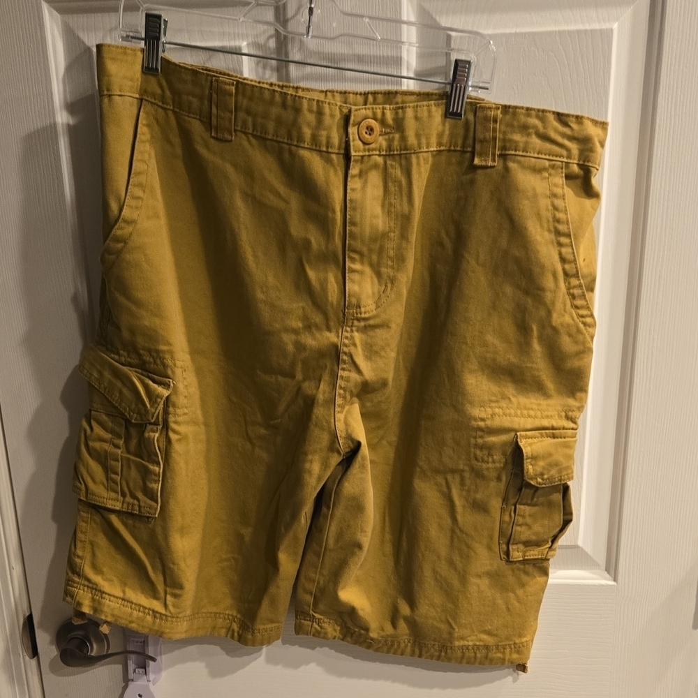 Yellow Cargo Shorts with Relaxed Fit and Belt Loops